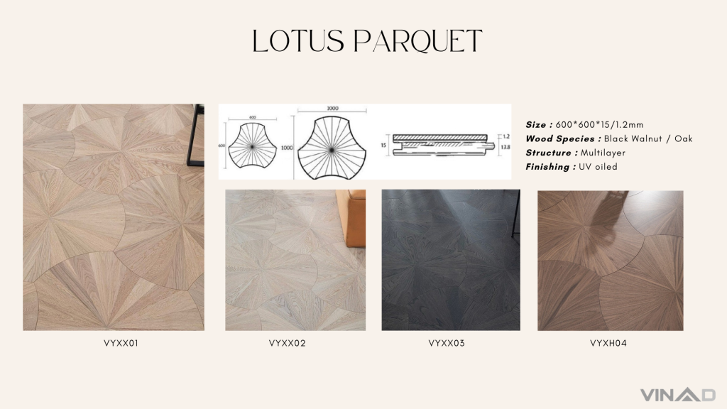 Sàn gỗ hoa văn lotus cánh sen VinaD
